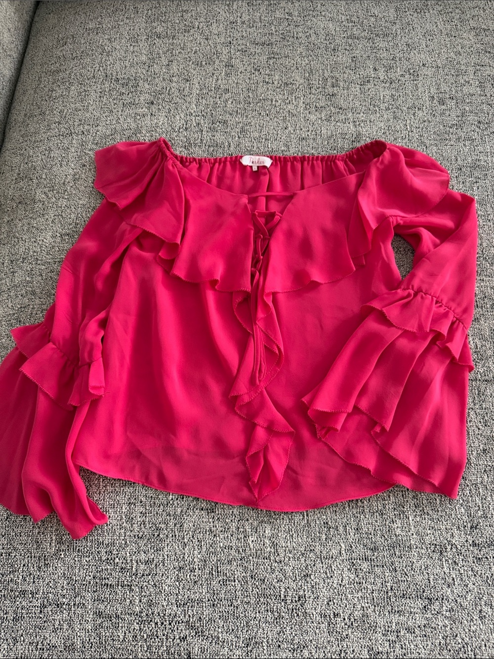 Parker Hot Pink Ruffle Tie-Front Blouse